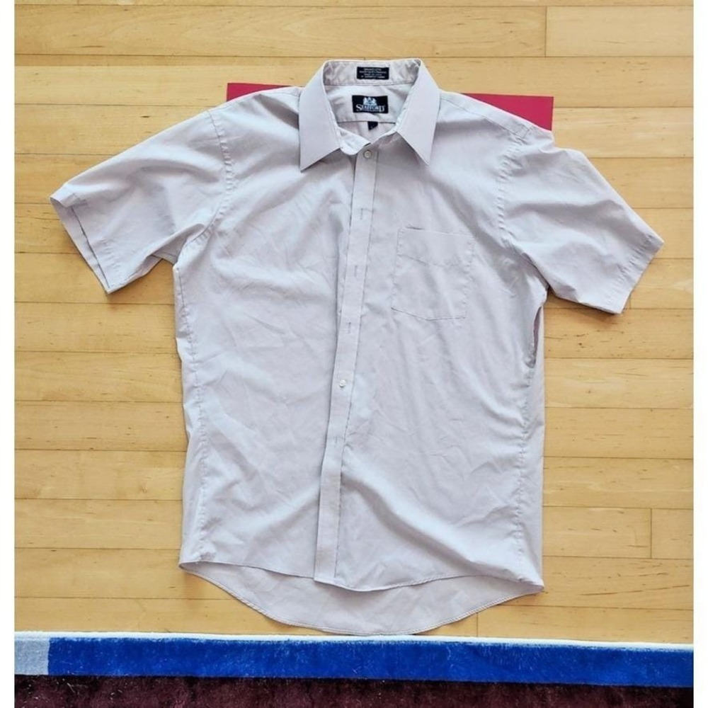 Stafford Made in U.S.A. Broadcloth 16.5 light white red summer fit